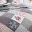 HoneiLife Steppdecken-Set in Queen-Size, 3-teilig, Mikrofaser, wendbar, Patchwork-Bezüge, Blumen-Bettwäsche-Set, Ganzjahresdecke, Grau mit Rosen, Queen/Full-Size