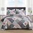 HoneiLife Steppdecken-Set in Queen-Size, 3-teilig, Mikrofaser, wendbar, Patchwork-Bezüge, Blumen-Bettwäsche-Set, Ganzjahresdecke, Grau mit Rosen, Queen/Full-Size