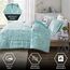 Intelligent Design Raina King Bettdecken-Set, weiche Mikrofaser, modernes geometrisches Metallic-Bett-Set, 5-teilig, mit 2 Kissenbezügen, 2 Wurfkissen, Aqua