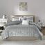 Intelligent Design Raina Tröster Set Metallischer Druck Geometrisches Design Modern Trendy Ganzjahres-Bettwäscheset Matching Sham, Dekokissen, Grau/Silber, Full/Queen, 5-teilig