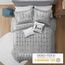 Intelligent Design Raina Tröster Set Metallischer Druck Geometrisches Design Modern Trendy Ganzjahres-Bettwäscheset Matching Sham, Dekokissen, Grau/Silber, Full/Queen, 5-teilig