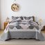 HoneiLife Queen-Size-Bettwäsche-Set – 3-teilig – graue Bordüre aus Mikrofaser – leichte, wendbare Bettdecken mit Blumenmuster – Ganzjahresdecken