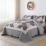 HoneiLife Queen-Size-Bettwäsche-Set – 3-teilig – graue Bordüre aus Mikrofaser – leichte, wendbare Bettdecken mit Blumenmuster – Ganzjahresdecken