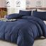 AveLom Marineblauer Bettbezug für King-Size-Bett, 264.2x228.6 cm, 3-teilig (1 Bettbezug + 2 Kissenbezüge), strukturierter Bettbezug mit Reißverschluss, Eckbändern
