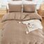 AveLom Taupe Bettbezug-Set für King-Size-Betten (264,2 x 228,6 cm), 3-teilig (1 Bettbezug, 2 Kissenbezüge), Seersucker-Streifen-Bettwäsche-Set aus weicher gewaschener Mikrofaser, strukturiert, mit