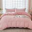 AveLom Blush Pink Seersucker Bettbezug-Set King Size (264.2x228.6 cm), 3 Stück (1 Bettbezug + 2 Kissenbezüge), strukturierter Bettbezug mit Reißverschluss, Eckbänder