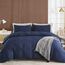 AveLom Marineblauer Bettbezug für King-Size-Bett, 264.2x228.6 cm, 3-teilig (1 Bettbezug + 2 Kissenbezüge), strukturierter Bettbezug mit Reißverschluss, Eckbändern
