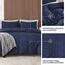 AveLom Marineblauer Bettbezug für King-Size-Bett, 264.2x228.6 cm, 3-teilig (1 Bettbezug + 2 Kissenbezüge), strukturierter Bettbezug mit Reißverschluss, Eckbändern