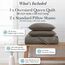 Southshore Fine Living, Inc. Steppdecken, Bettwäsche-Set für Doppelbetten, pflegeleicht, flecken- und tierhaarabweisend, Tagesdecke, Queen-Size-Größe, Tagesdecke mit 2 Kissenbezügen, Dunkeltaupe