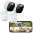 AOQEE 2K Überwachungskamera Aussen/Innen - Kamera Überwachung Aussen, WLAN Camera Indoor/Outdoor, Hundekamera, Babyphone mit App IP65 Wasserdicht, Farbnachtsicht, SD/Cloud-Speicher, C1 2er Set