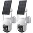 ieGeek 2Pcs 2K 3MP Überwachungskamer Aussen Solar, 360° PTZ Überwachungskamera Aussen Akku, 2.4GHz Kabellos Überwachungskamera mit PIR Bewegungsmelder,Farb-Nachtsicht, 2-Wege-Audio