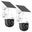 aosu 3K Überwachungskamera Aussen Akku Solar, 5MP Kabellose WLAN-Überwachungskamera für den Außenbereich zur Haussicherheit, 360° Panoramisches PTZ, Automatische Verfolgung, Nachtsicht, 2 STK