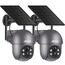 ANRAN 2K Solar Überwachungskamera Aussen Wi-Fi,360°PTZ Schwenkbar Aussenkamera Akku,Farbnachtsicht, 2-Wege-Audio,PIR Bewegungserkennung mit Sirenenalarm,IP66 Wasserdicht, Alexa Kompatibel 2pcs