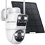 CZEview 4MP Überwachungskamera Aussen Akku, 360° PTZ Überwachungskamera Außen Solar mit Dual-Objektiv, 2.4GHz WLAN Kabellose Kamera mit PIR Bewegungsmelder, Farb-Nachtsicht, 2-Wege-Audio, IP65