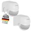 Oktaplex 2er Set Ana Bewegungsmelder Aussen schwenkbar 230 V IP44 180° Bewegungssensor 12 m Reichweite Weiss Aufputz PIR-Sensor
