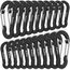 pullther 20 Stück Karabinerhaken, 50mm/1.96'' Karabinerhaken Klein, Aluminium D-Ring Karabiner Schlüsselanhänger für Outdoor Sport, Wandern, Camping, Angeln - Schwarz