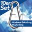 GARSIDURO® Edelstahl Karabiner | 10er Set 5x50 mm | Karabinerhaken DIN 5299 rostfrei | Feuerwehr-Karabiner mit Schnappverschluss geeignet als Schlüsselanhänger oder für Schwerlast und Hundeleine