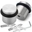 PLURI - Premium Türstopper Boden Edelstahl [2er Set] - GRATIS Befestigungsmaterial, Bodentürstopper zum Schrauben inkl. Schrauben & Dübel – Gummi-Puffer schützt Türgriff, Türklinke und Wand