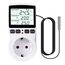 Digitales Thermostat Steckdose 250V mit Temperaturfühler & LCD - Heizung/Kühlung für Gewächshaus, Terrarium, Aquarium, Reptilien (EU-Stecker)