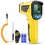 Infrarot Thermometer Laser MESTEK Temperaturmessgerät mit K-Sonde IR Pyrometer -50°C bis 800°C Berührungslos Farbe LCD Alarmfunktion Einstellbarer Emissionsgrad für Küche