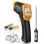 Eventek Infrarot-thermometer, -50°C bis 600°C Temperaturmessgerät Digital Infrarot Thermometer mit Max/min, laser thermometer mit 304 Fleischthermometer, für Küche, Pizzaofen, Oven, Nicht für Menschen
