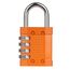 Vorhängeschloss mit Zahlencode | 4-stelliges Zahlenschloss aus Zinklegierung | Geeignet als Spindschloss und für den Außeneinsatz | Wetterfest, rostfrei, robust | 1 Stück, Orange