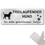 Vorsicht Freilaufender Hund - Achtung Hund Schild, Warnung Aluminium 25x9cm, Selbstklebend Mit Vorgebohrten Löchern, Innen/Außen