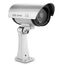 O&W Security 2er Set Überwachungskamera Attrappe Outdoor – Dummy Kamera mit Objektiv & Blink-LED, 360° Decken- oder Wandhalterung (360/120° verstellbar), Abschreckung für Innen & Außen