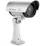 O&W Security Dome-Kamera Attrappe – Dummy Überwachungskamera wasserdicht für Innen & Außen, mit Objektiv & Blink-LED, Ø12,5 cm/H 9 cm, inkl. Montagematerial & Warnaufkleber