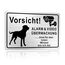 TAKULA Vorsicht Hund Schild, "ALARM & VIDEO ÜBERWACHUNG" 30 * 20cm, Videoüberwachung und Hunde, Mit Toter-Winkel-Warnung mit Klebehintergrund | 1 Stück