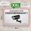 HAGEFOL® Schild Videoüberwachung, 4er Set, (30x20 cm - groß) mit DSGVO Hinweis, inkl. 4 Bohrlöcher, Kamera Warnhinweis für Überwachungskamera oder Kamera Attrappe (Aluminium gebürstet)