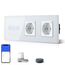 BSEED WiFi Smart Alexa Dimmer Lichtschalter mit Doppelt Steckdose, Kompatibel mit Google Home Tuya, Glas Touchscreen-schalter Wlan Lichtschalter (Neutrale Leitung Benötigt) 1 Fach mit Steckdose Weiß