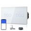 BSEED Doppelschalter Smart Alexa Lichtschalter aus Glas, WiFi Touch Wandschalter 3 Fach 1 Weg (Neutralleiter Erforderlich), Alexa/Tuya/Google Home-kompatible 157mm * 86mm Weiß