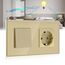 BSEED Lichtschalter mit Steckdose 1 Fach 3 Wege, Glas Platte Wandschalter mit 16A Schuko Steckdose, Lichtschalter Unterputz Wechselschalter mit Steckdose Gold - 157mm
