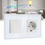 BSEED 1-Gang 3-Weg-Schalter mit Schuko-Stecker (16 A), Weiß, Drucktasten-Lichtschalter, Wandsteckdose für Küche