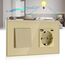 BSEED Lichtschalter mit Steckdose 1 Fach 3 Wege,Wandschalter mit 16A Schuko Steckdose mit USB Anschluss (Max. 2.1A) Typ C Port, Lichtschalter Unterputz Wechselschalter mit Steckdose Gold- 157mm