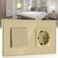 BSEED Lichtschalter mit Steckdose 1 Fach 2 Wege,10A Kristall Glas Platte Wandschalter mit 16A Schuko Steckdose Gold,Physische Unterputz Wechselschalter mit Steckdose- 157mm