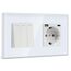 BSEED Lichtschalter mit Steckdose 3 Fach 1 Weg,Wandschalter mit 16A Schuko Steckdose mit USB Anschluss (Max. 2.1A) Typ C Port Weiß,Physische Unterputz Wandschalter mit Steckdose- 157mm