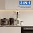 BSEED Lichtschalter mit Steckdose 3 Fach 2 Wege,Wandschalter mit 16A Schuko Steckdose mit USB Anschluss (Max. 2.1A) Typ C Port Gold,Physische Unterputz Wechselschalter mit Steckdose- 157mm