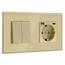 BSEED Lichtschalter mit Steckdose 2 Fach 1 Weg,Wandschalter mit 16A Schuko Steckdose mit USB Anschluss (Max. 2.1A) Typ C Port Gold,Physische Unterputz Wandschalter mit Steckdose- 157mm