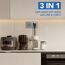BSEED Lichtschalter mit Steckdose 3 Fach 1 Weg,Wandschalter mit 16A Schuko Steckdose mit USB Anschluss (Max. 2.1A) Typ C Port Grau,Physische Unterputz Wandschalter mit Steckdose- 157mm