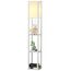 Omdekor Floor Lamp aus Holz, Wohnzimmer Stehlampe mit Fassung, Stehleuchte mit Regal 3 Farbtemperaturen 3000-5000K, Vintage Stehlampen für Wohnzimmer Schlafzimmer Arbeitszimmer Büro