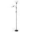 Brilliant Spari Deckenfluter mit Leselampe schwarz, weiß – LED Stehlampe – 1,8 m Standleuchte – für LED-Leuchtmittel geeignet (E27 & E14 Fassung) – mit verstellbarem Lesearm