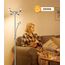 ANTENLICHT Stehlampe Dimmbar LED KAKA- | Silber-Stehleuchte 20W mit flexibler 7W Leselampe | Modern deckenfluter mit fernbedienung mit 4 Farbtemperatur für Wohnzimmer, Schlafzimmer, Büro, Hotel