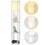 Omdekor Floor Lamp aus Holz, Wohnzimmer Stehlampe mit Fassung, Stehleuchte mit Regal 3 Farbtemperaturen 3000-5000K, Vintage Stehlampen für Wohnzimmer Schlafzimmer Arbeitszimmer Büro