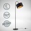 B.K.Licht - Stehlampe Vintage mit Fußtaster, Lampenschirm aus Stoff, schwenkbar, Leselampe, Deko Wohnzimmer, Lampe, Deckenfluter, Bogenlampe, Standleuchte, Industrial, 25x145 cm, Schwarz-Gold