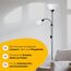 Brilliant Spari Deckenfluter mit Leselampe schwarz, weiß – LED Stehlampe – 1,8 m Standleuchte – für LED-Leuchtmittel geeignet (E27 & E14 Fassung) – mit verstellbarem Lesearm