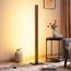 EDISHINE Stehlampe Holz, 18W LED Stehleuchte Dimmbar, Boho Ecklampe, 3000K warmweiß, Vintage Standleuchte mit Fußschalter, 800lm Lichtsäule für Wohnzimmer, Schlafzimmer, Büro