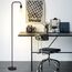 BBHome Retro Stehlampe Gebogen, Minimalistische Metall Stehlampe mit Fußschalter für Schlafzimmer, Wohnzimmer, Lesen, Büro I 165 cm I E27(Schwarz)