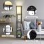 Fullwatt Stehlampe mit Holzregal Innenbeleuchtung Holz Stehleuchte mit Regalen für Schlafzimmer und Wohnzimmer (schwarz)